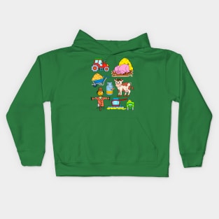 Farm Design Tractor Cow Pig Friendly Scarecrow Kids Hoodie